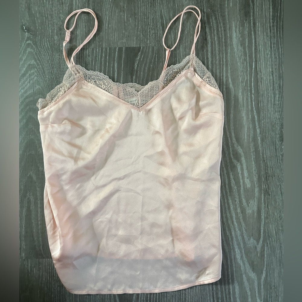Abercrombie & Fitch lace trim satin cami top size pink